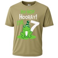 7th Birthday Frog Funny Party 7 Year Old Cooling Performance Crew T-Shirt