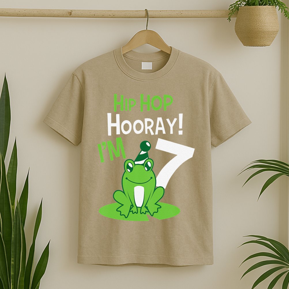 7th Birthday Frog Funny Party 7 Year Old T-Shirt