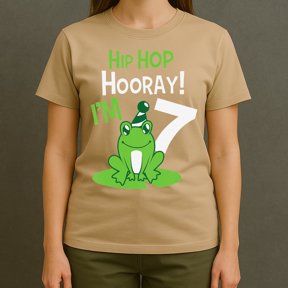 7th Birthday Frog Funny Party 7 Year Old T-Shirt