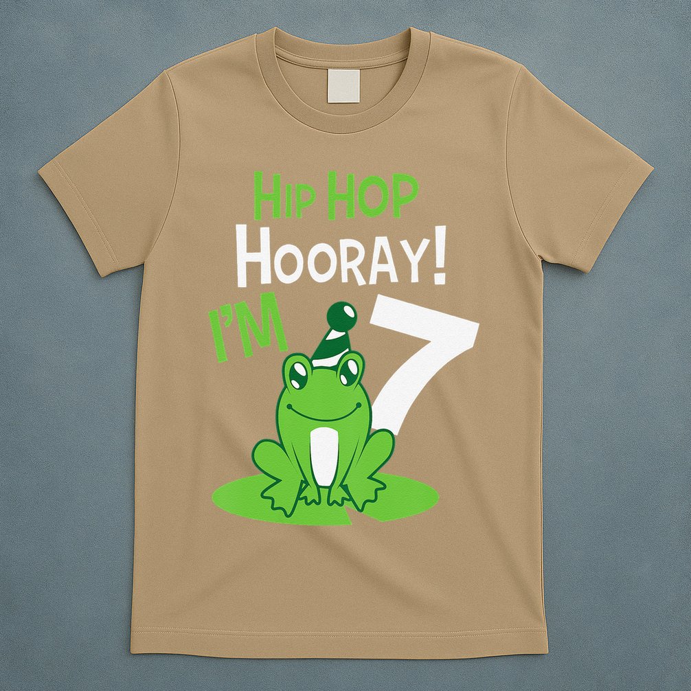 7th Birthday Frog Funny Party 7 Year Old T-Shirt