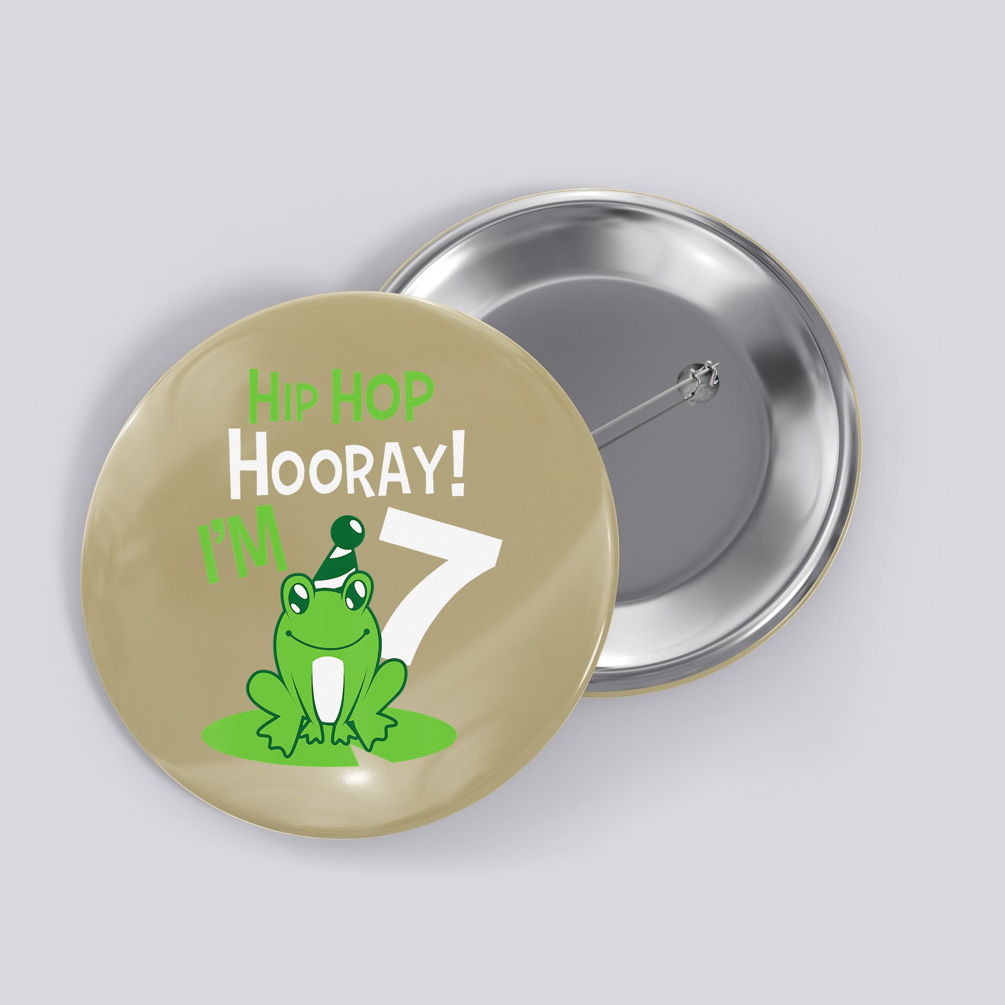 7th Birthday Frog Funny Party 7 Year Old Button