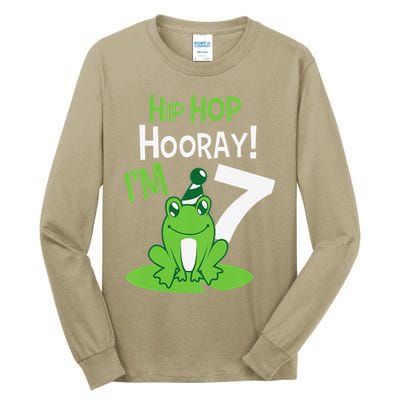 7th Birthday Frog Funny Party 7 Year Old Tall Long Sleeve T-Shirt