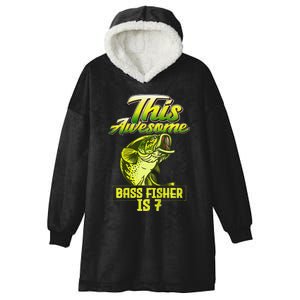 7th Birthday Fishing For Largemouth Bass Fish Fisher Hooded Wearable Blanket