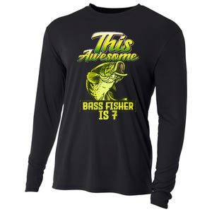 7th Birthday Fishing For Largemouth Bass Fish Fisher Cooling Performance Long Sleeve Crew