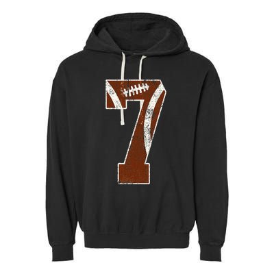 7th Birthday Football Lovers Bdy Boy 7 Year Old Girl Garment-Dyed Fleece Hoodie