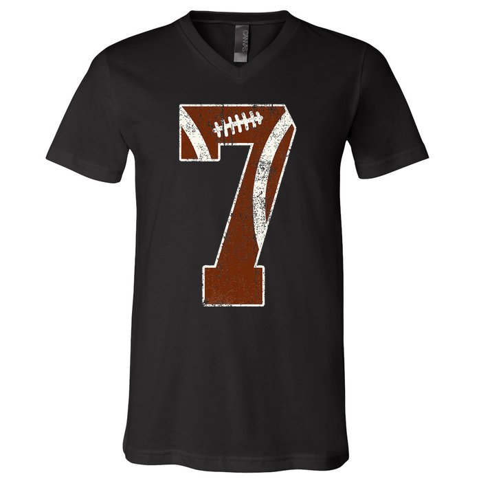 7th Birthday Football Lovers Bdy Boy 7 Year Old Girl V-Neck T-Shirt