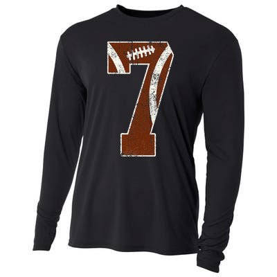 7th Birthday Football Lovers Bdy Boy 7 Year Old Girl Cooling Performance Long Sleeve Crew