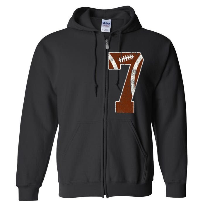 7th Birthday Football Lovers Bdy Boy 7 Year Old Girl Full Zip Hoodie