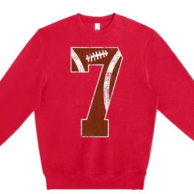 7th Birthday Football Lovers Bdy Boy 7 Year Old Girl Premium Crewneck Sweatshirt