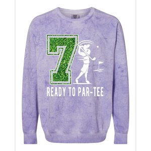 7th Birthday Golfer Seven Year Old Golf Player Colorblast Crewneck Sweatshirt