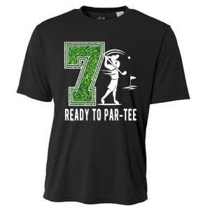 7th Birthday Golfer Seven Year Old Golf Player Cooling Performance Crew T-Shirt