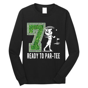 7th Birthday Golfer Seven Year Old Golf Player Long Sleeve Shirt