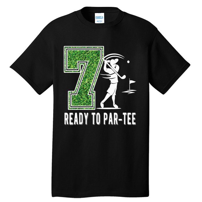 7th Birthday Golfer Seven Year Old Golf Player Tall T-Shirt