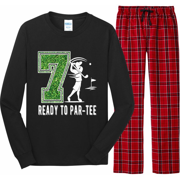 7th Birthday Golfer Seven Year Old Golf Player Long Sleeve Pajama Set