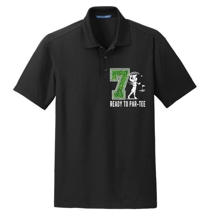 7th Birthday Golfer Seven Year Old Golf Player Dry Zone Grid Polo