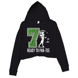 7th Birthday Golfer Seven Year Old Golf Player Crop Fleece Hoodie