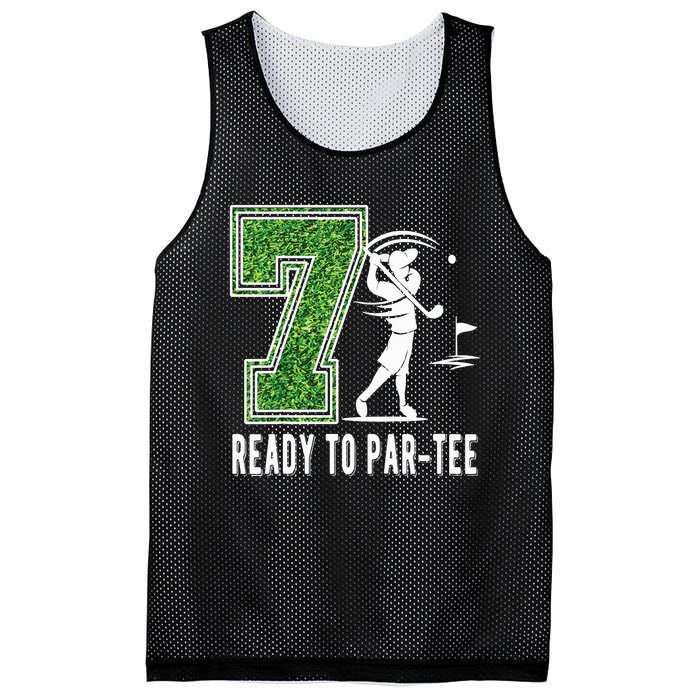 7th Birthday Golfer Seven Year Old Golf Player Mesh Reversible Basketball Jersey Tank