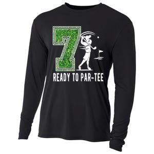 7th Birthday Golfer Seven Year Old Golf Player Cooling Performance Long Sleeve Crew