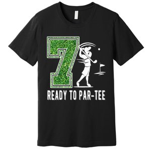 7th Birthday Golfer Seven Year Old Golf Player Premium T-Shirt