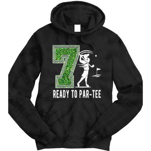 7th Birthday Golfer Seven Year Old Golf Player Tie Dye Hoodie