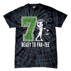 7th Birthday Golfer Seven Year Old Golf Player Tie-Dye T-Shirt