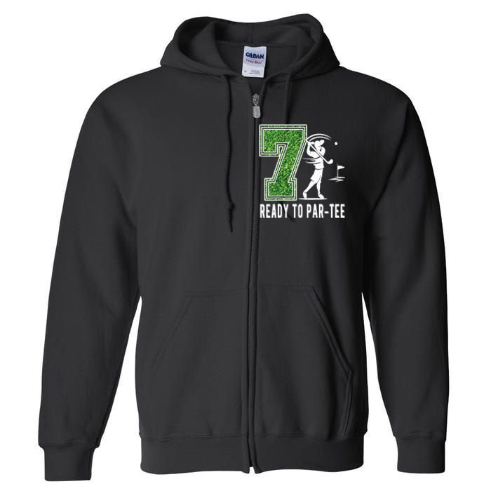 7th Birthday Golfer Seven Year Old Golf Player Full Zip Hoodie