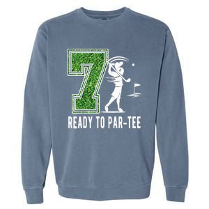 7th Birthday Golfer Seven Year Old Golf Player Garment-Dyed Sweatshirt