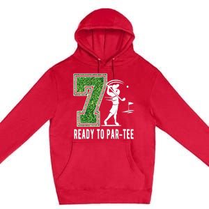 7th Birthday Golfer Seven Year Old Golf Player Premium Pullover Hoodie