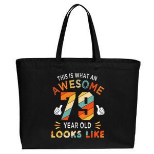 79th Birthday Gifts 79 Years Old looks Like Funny 79th Bday Cotton Canvas Jumbo Tote