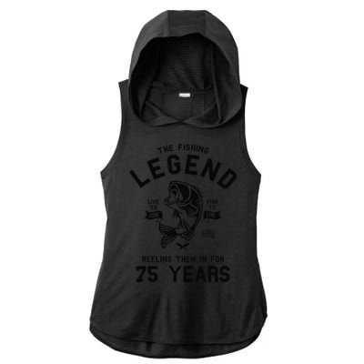 75th Birthday Gift The Fishing Legend 75 Years Fisherman Ladies PosiCharge Tri-Blend Wicking Draft Hoodie Tank