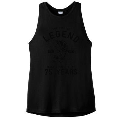 75th Birthday Gift The Fishing Legend 75 Years Fisherman Ladies PosiCharge Tri-Blend Wicking Tank