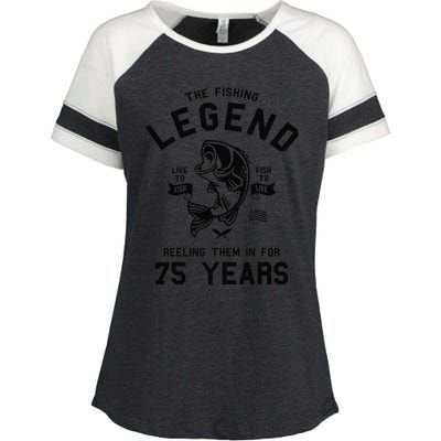 75th Birthday Gift The Fishing Legend 75 Years Fisherman Enza Ladies Jersey Colorblock Tee