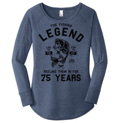 75th Birthday Gift The Fishing Legend 75 Years Fisherman Women's Perfect Tri Tunic Long Sleeve Shirt