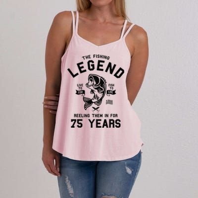 75th Birthday Gift The Fishing Legend 75 Years Fisherman Women's Strappy Tank