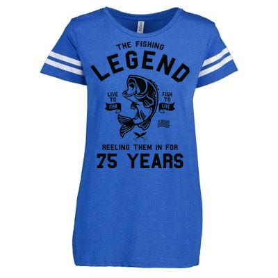 75th Birthday Gift The Fishing Legend 75 Years Fisherman Enza Ladies Jersey Football T-Shirt