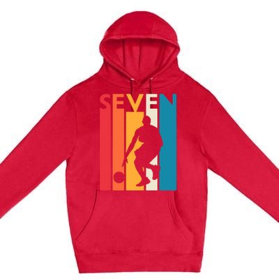 7th Birthday Gift Seven Vintage Basketball 7 Year Old Premium Pullover Hoodie