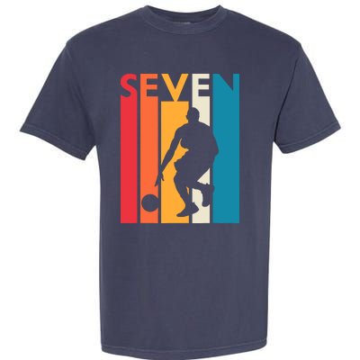 7th Birthday Gift Seven Vintage Basketball 7 Year Old Garment-Dyed Heavyweight T-Shirt