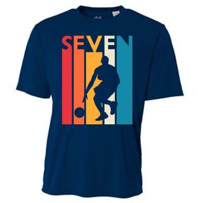 7th Birthday Gift Seven Vintage Basketball 7 Year Old Cooling Performance Crew T-Shirt