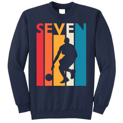 7th Birthday Gift Seven Vintage Basketball 7 Year Old Sweatshirt