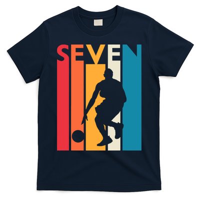 7th Birthday Gift Seven Vintage Basketball 7 Year Old T-Shirt