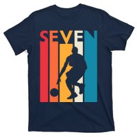 7th Birthday Gift Seven Vintage Basketball 7 Year Old T-Shirt