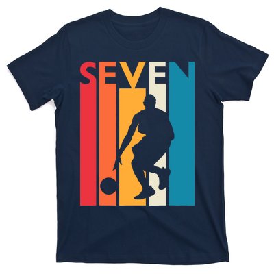 7th Birthday Gift Seven Vintage Basketball 7 Year Old T-Shirt