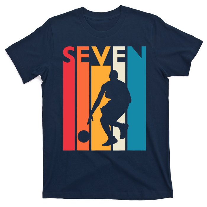 7th Birthday Gift Seven Vintage Basketball 7 Year Old T-Shirt