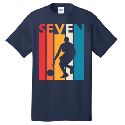 7th Birthday Gift Seven Vintage Basketball 7 Year Old Tall T-Shirt