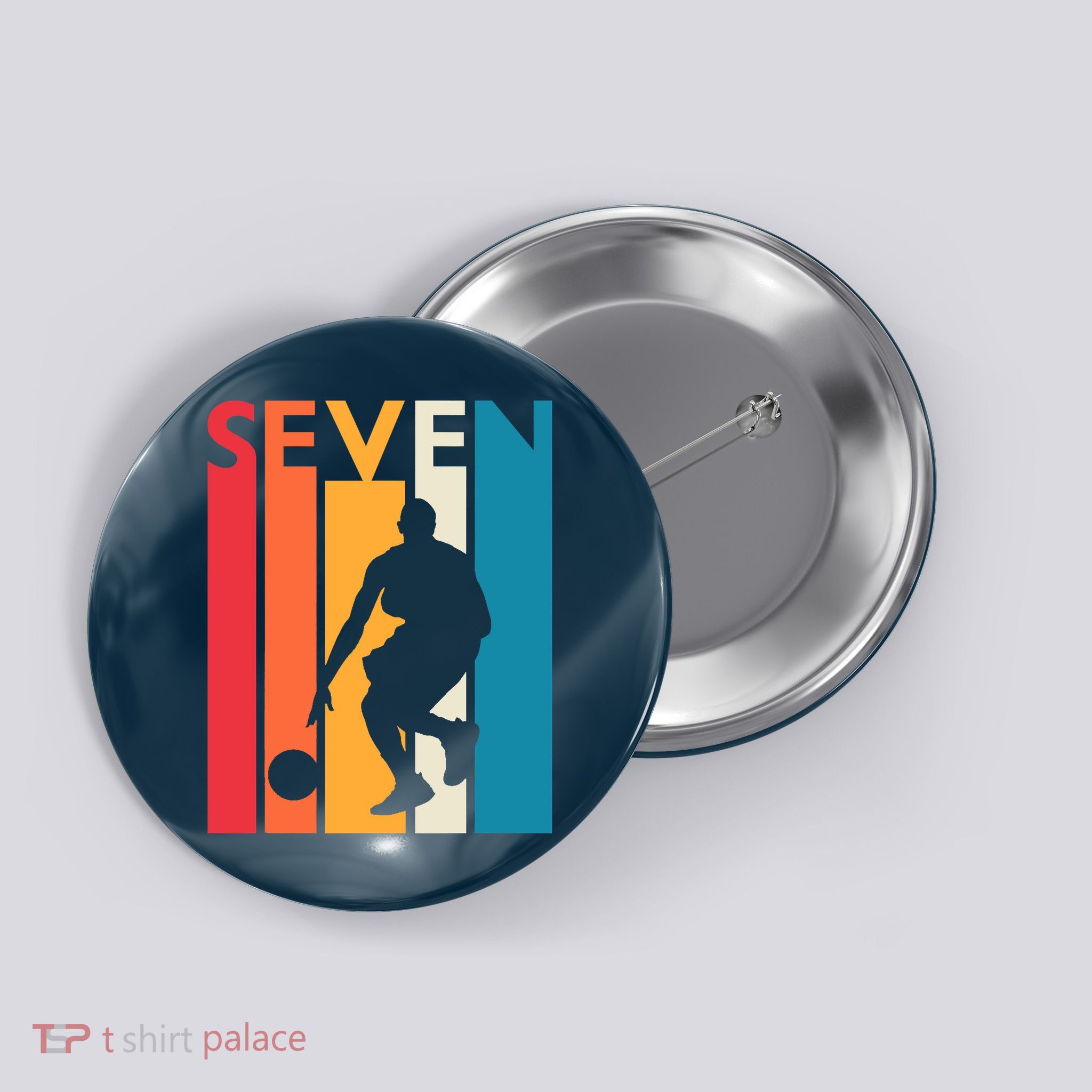 7th Birthday Gift Seven Vintage Basketball 7 Year Old Button