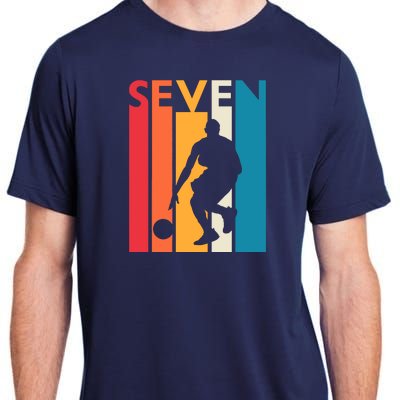 7th Birthday Gift Seven Vintage Basketball 7 Year Old Adult ChromaSoft Performance T-Shirt