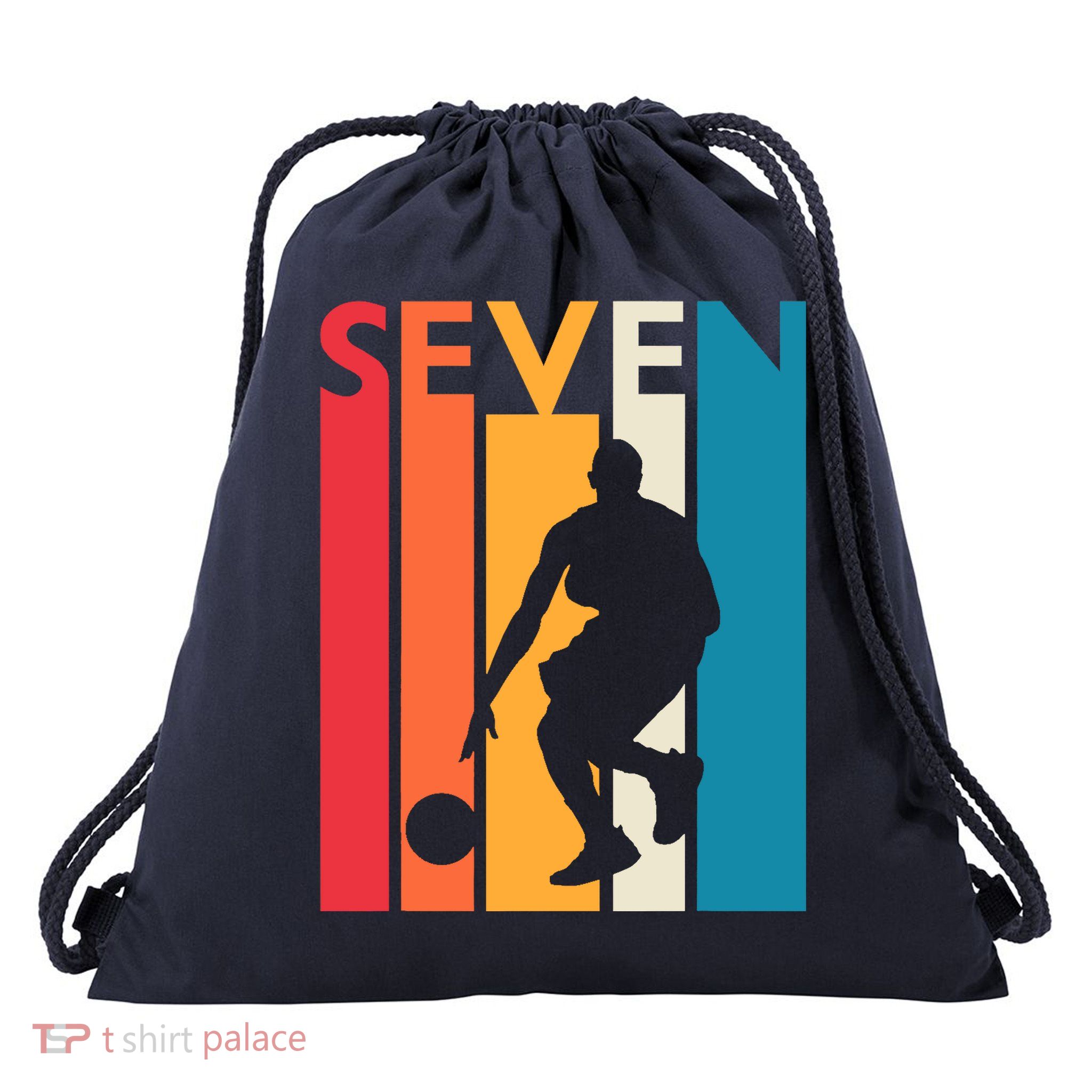 7th Birthday Gift Seven Vintage Basketball 7 Year Old Drawstring Bag