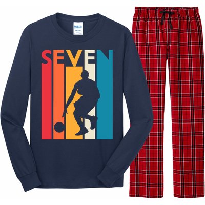 7th Birthday Gift Seven Vintage Basketball 7 Year Old Long Sleeve Pajama Set