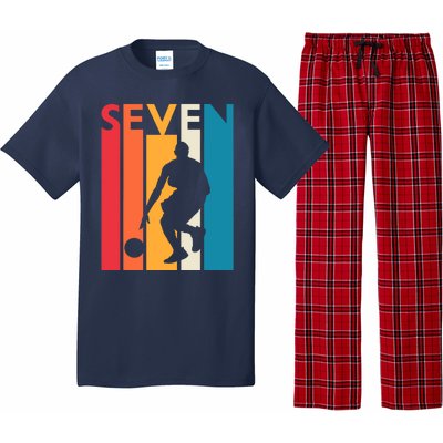 7th Birthday Gift Seven Vintage Basketball 7 Year Old Pajama Set