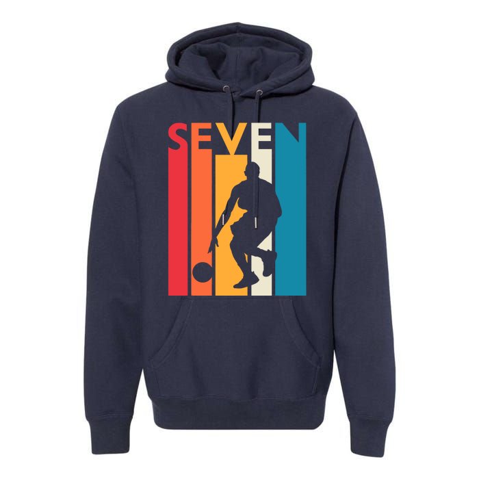 7th Birthday Gift Seven Vintage Basketball 7 Year Old Premium Hoodie